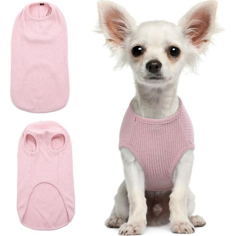 Pull Chien - Pull Lavable - Élastique - Rayé - Chihuahua, Yorkshire Terrier - Rose XXS (1/5)