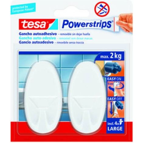 6 x GANCIO ADESIVO TESA POWERSTRIPS GRANDE BIANCO 2 PZ