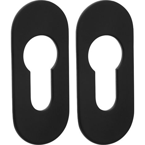 SOTECH selbstklebende Edelstahl Tür-Rosette - 2 Stück Kleberosetten oval 65 x 28 x 2 mm Edelstahl schwarz für Schlösser mit Profilzylinder (1/4)
