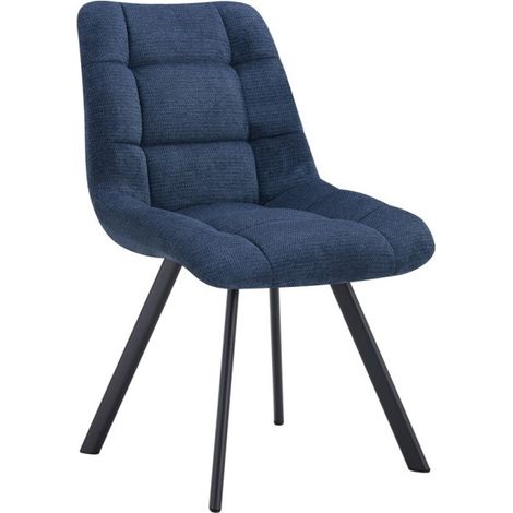 Lote de 2 sillas VELMIA - Tela azul océano - Patas de metal - Diseño moderno - Elegancia refrescante