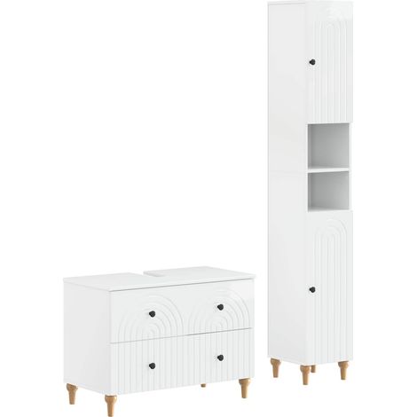 2 Piece Bathroom Cabinet Set ALKMAAR High Gloss White vidaXL