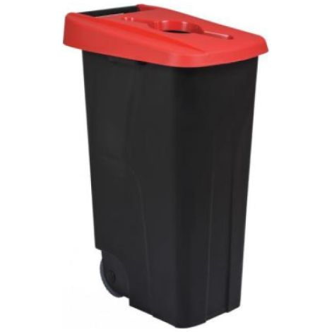 Poubelle de tri mobile Movatri - 110l - noir / rouge (1/3)