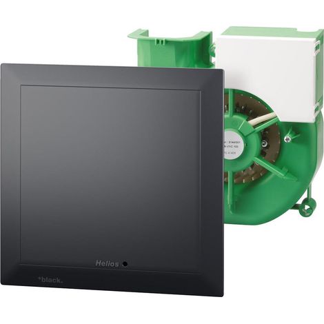 Helios ELS NFC VOC black Ventilatoreinsatz m.Fassade, Volumenströme 7,5-100m3/h wählbar, m. VOC-Sensor, Timer, Intervallfunkt.