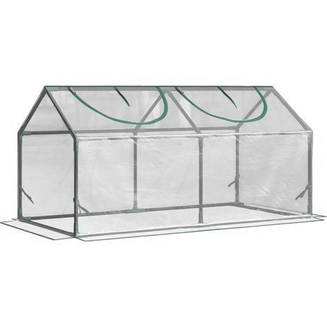 Invernadero con estructura de acero, 120 x 60 x 60 cm, 2 ventanas, acceso con cremallera, diseño tipo túnel. (1/5)