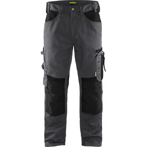 Blaklader – Pantalon artisan sans poches flottantes T.38 – CORDURA® gris moyen/noir – Jambes pré-courbées pour ajustement optimal – Poches renforcées (1/4)