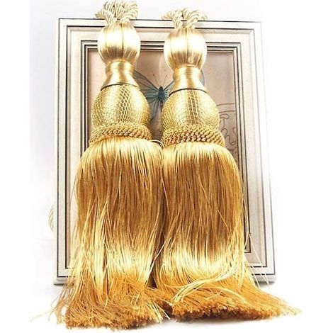 Filiyano-1 paire d'embrasses à pompons pour rideaux, décoration intérieure, pompons en corde pour rideaux (doré) (1/5)