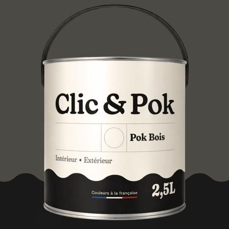 Peinture Bois Extérieur – POK BOIS - 2,5L - RAL 7022 - Gris terre d’ombre- Résistante aux intempéries - Ne s'écaille pas