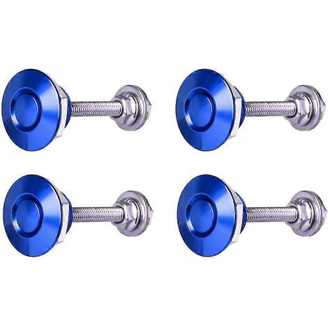 Kit de verrouillage de capot à dégagement rapide (2 paires) avec bouton-poussoir et clip de verrouillage pour pare-chocs de voiture-Blue