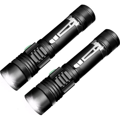 Flashlight Rechargeable Powerful LED Torch 600lm Waterproof Zoomable 4 Modes Adjustable Intensity for Camping Hiking 18650 Batteries Included 2 Pack (1/5)