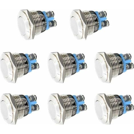 Momentanés Metal Commutateur de Bouton Poussoir 12V 8PCS 16mm pour Marine Étanche Voiture RV Truck Boat (1/4)