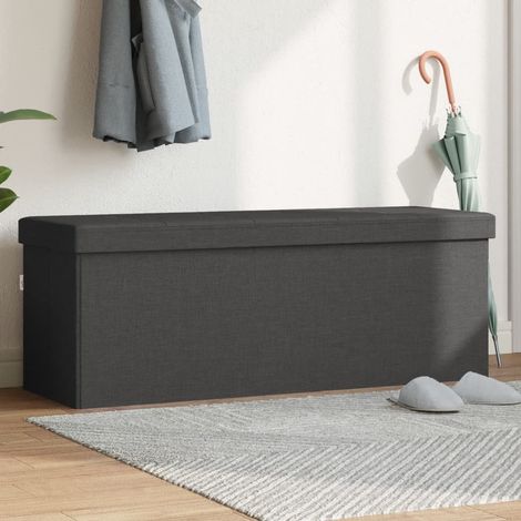Banco de almacenaje plegable de lino sintético gris oscuro vidaXL (1/5)
