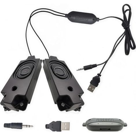 Haut-Parleur à cavité 3 W 8 Ohm, Port d'alimentation USB 5 V, Basse 3 W, Téléviseur et Autres appareils électroniques, Port Audio 3,5 mm, Longueur du câble 1,5 m (1/5)