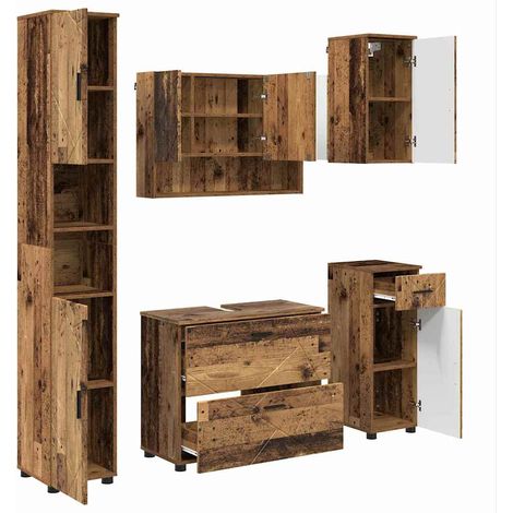 Maison Exclusive - Badezimmermöbel-Set 5 stk. Altholz 35 x 30 x 1 (1/5)