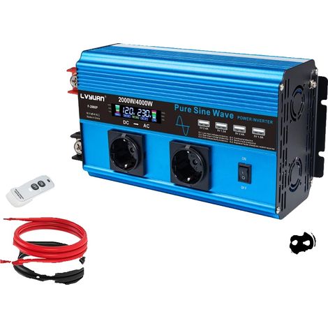 Inverter, onda sinusoidale pura, uscita USB, 12V 4000W EU (1/2)