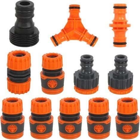 Watering Connection Kit 12 Pcs - Quick Couplings, Double Y Plug Accessories, 1/2\" Extension - 2 in 1 Hose (1/5)