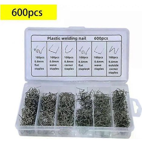 Agrafes de soudage plastique à chaud, agrafes ondulées, pistolet thermique, coffret de 600 pièces (1/5)