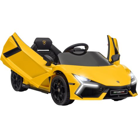 Voiture électrique 12V sous licence Lamborghini Revue véhicule électrique télécommande vitesse 3-5 km/h 3-5 ans jaune