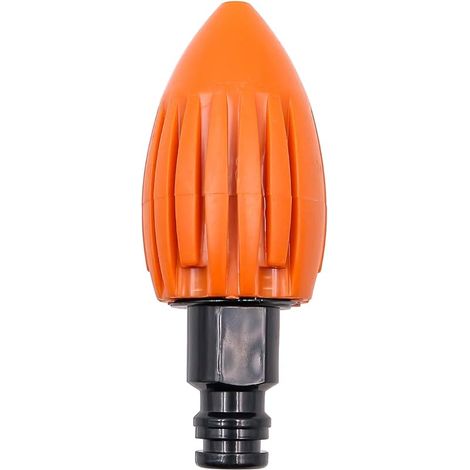 Buse de Nettoyage des égouts la fusée à Eau, buse de Nettoyeur Haute Pression d'égout, buse d'eau de Nettoyage de vidange à connecteur Rapide, Convient au Tuyau d'arrosage (Orange) (1/5)