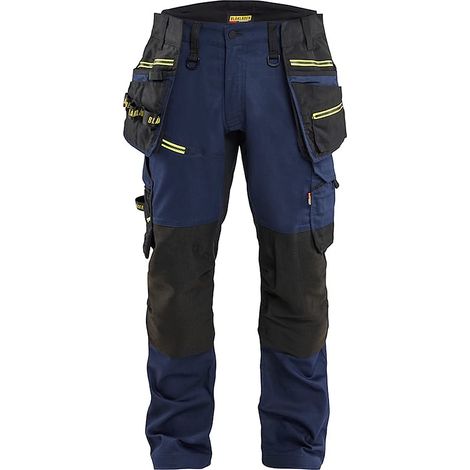 Pantalon de travail artisan stretch STRIKER 1970 Bleu marine/Jaune fluo 4XL - FR(58) - SE(C64) - Standards