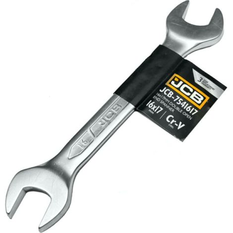 Llave de boca JCB CR-V de 16-17 mm, doble cara, robusta y sólida, estándar.