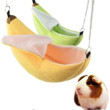 Lot de 2 hamacs-maisons suspendus en forme de banane pour hamsters, petits animaux, nid douillet, accessoires pour cage et hamsters (1/5)