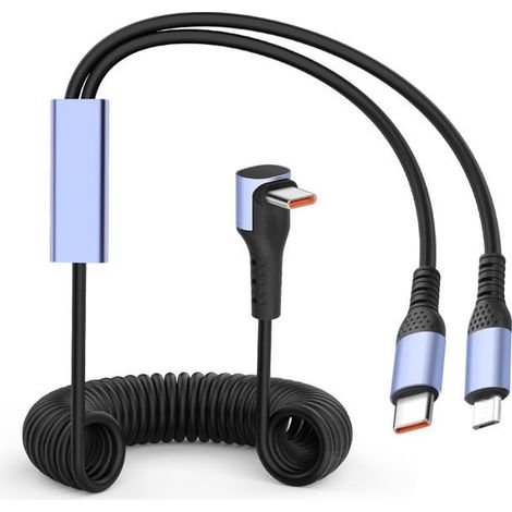 TRAHOO-Câble de charge 66 W - Rétractable - USB-C - 90 ° - Avec connecteur micro USB + type C - Pour téléphone, PC, Android, [J466] (1/5)