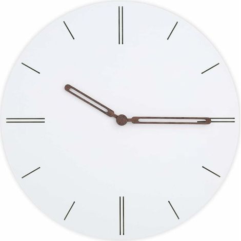 Horloge Murale - Ronde - Bois et MDF - Mouvement Quartz Silencieux - Pour Chambre, Salon, Bureau - Diamètre 30 cm - Épaisseur 5 mm - Blanc (1/5)