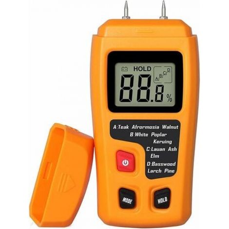 YMYNY Tragbarer Holzfeuchtigkeitstester, LCD-Feuchtigkeitsmessgerät, Holzfeuchtigkeitsdetektor zur Messung der Feuchtigkeit von Brennholz und Papier (1/4)