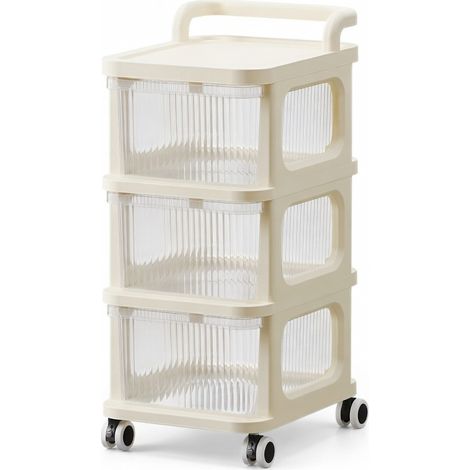Chariot de rangement à tiroirs blanc crème à tiroirétagère (1/5)