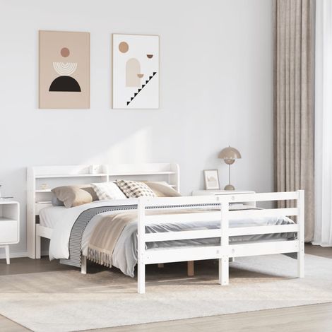 Bed Frame with Headboard without Mattress White 140x200 cm vidaXL (1/5)