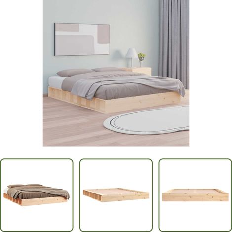 vidaXL Sommier bois - Cadre de lit sans matelas 160x200 cm bois massif (1/5)