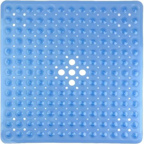 Alfombrilla de ducha cuadrada antideslizante de PVC de 53 × 53 cm, alfombrilla de baño con ventosas para cocina y baño - Azul-Fei Yu (1/5)