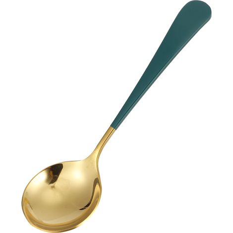5 Cuillères à soupe en acier inoxydable pour enfants, couverts de cuisine ménagère, vert