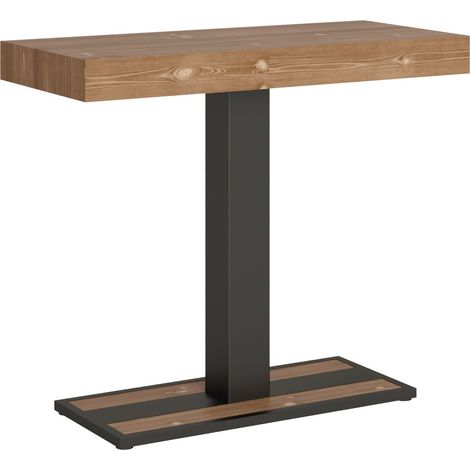 Console extensible sapin massif marron et pieds acier anthracite 40 à 190cm Mimo basic-Version basic (1/5)