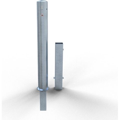 Schake Absperrpfosten herausnehmbar aus Stahlrohr verzinkt Ø108x2,9mm mit Profilzylinder und Stahlkappe 900mm Überflur