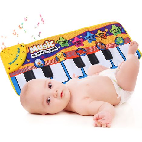 Tapis d'éveil musical avec piano électronique pour bébé, sons d'animaux, clavier musical, couverture pour ramper, cadeau pour enfants (1/5)