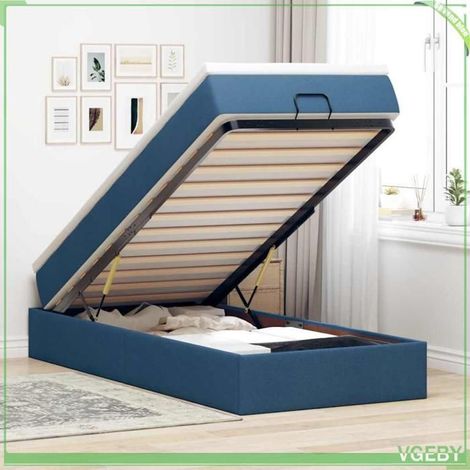 Cadre de lit ottoman avec matelas - Modèle 3311084 - Bleu - 90x200 cm - Rangement hydraulique (1/5)