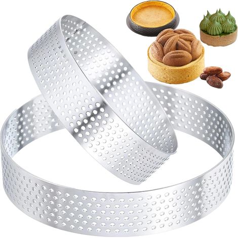 Cercle à Tarte Perforé en Acier Inoxydable, Anneau à Pâtisserie Rond Résistant à la Chaleur pour Mousse Gâteaux et Quiches, 1 Pièce, Tailles au Choix