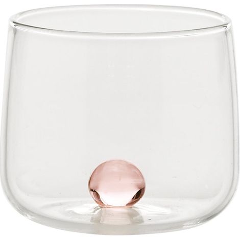 Bilia Tumbler Junior Set 6 bicchieri da liquore in vetro borosilicato colore Rosa, design artigianale con sfera decorativa, ideale per degustazioni