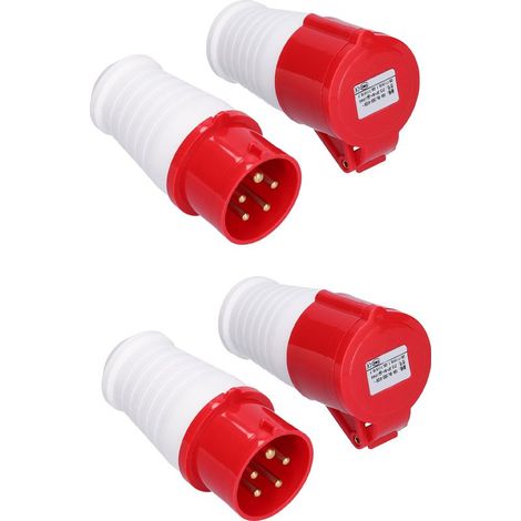 2PCS Prise Industrielle 5 Broches IP44 16A 380V‑415V Mâle et Femelle pour Courant Triphasé (1/5)