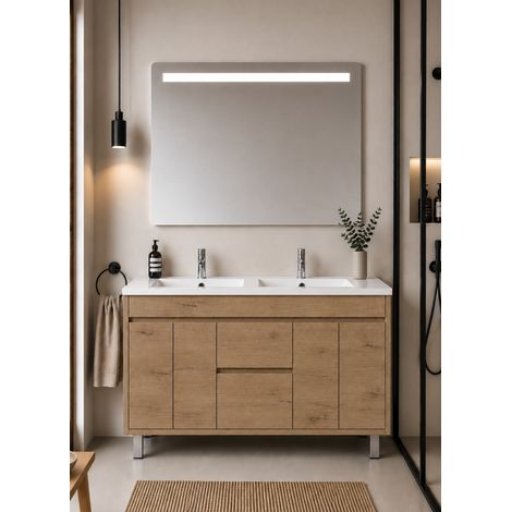 Mueble de baño con lavabo ORIGENBATH ISQUIA sin espejo 120x45 cm 2 senos estepa