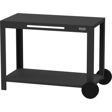 Le Marquier – Chariot à plancha 110 cm noir – 2 plateaux 110x64 cm – 2 grandes roues – Montage facile – Certification Origine France Garantie