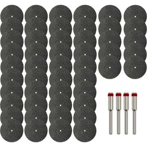 Lot de 50 disques de coupe rotatifs renforcés en fibre de verre de 1-1/4 pouce avec 4 broches, accessoires pour outils rotatifs pour la coupe du métal, du bois et de la pierre. (1/4)