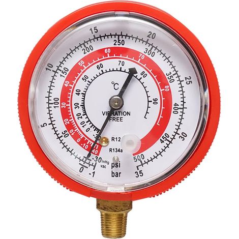 Manometro bassa pressione (rosso) per aria condizionata, freon 70mm 1/8 Breckner Germany