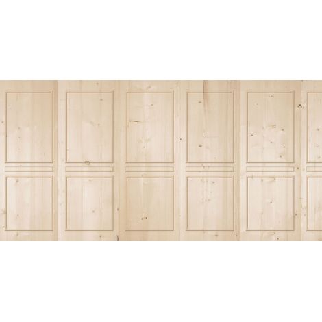 Papier peint panoramique bois beige | Tapisserie panoramique imitation bois salon | Poster mural pour salle à manger effet boiserie - 250 x 500 cm (5 pièces) (1/3)