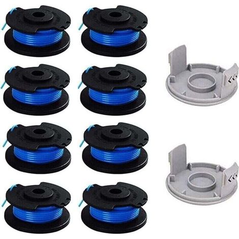 10er-Pack Ersatzspulen für Ryobi 1/4 Zoll Trimmer, kompatibel mit dem kabellosen Ryobi One+ AC14RL3A Trimmer, 8 Spulen + 2 Schneidkappen