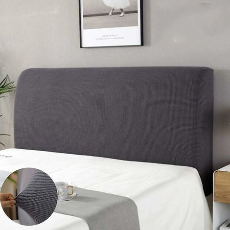housse tete de lit,Housse de protection de tête de lit Housse De Tête De Lit Lavable Anti-poussière Pack complet 360 ° Gris 150 cm Convient pour une tête de lit 140-170 cm (1/5)