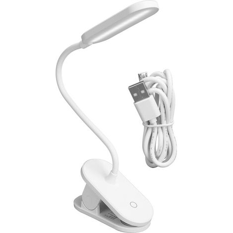 Clamp-on desk lamp, 360° flexible gooseneck, portable, touch-sensitive, USB rechargeable (1/5)