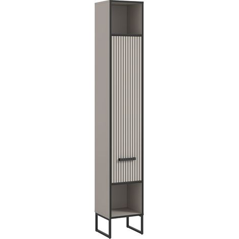 Bagno Hochschrank Bad 1 Tür 2 Fächer hellgrau, cremefarben.