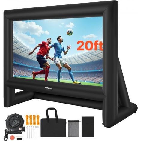 Pantalla de Cine Inflable 386 x 217 cm 16:9 Lavable 600D con Bolsa de Almacenamiento Portátil Fácil de Instalar Visión de 160° Pantalla de Proyección para Exteriores, Cine en casa, Fiestas (1/5)